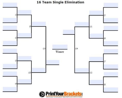 16 Team Bracket Printable - Printable Word Searches