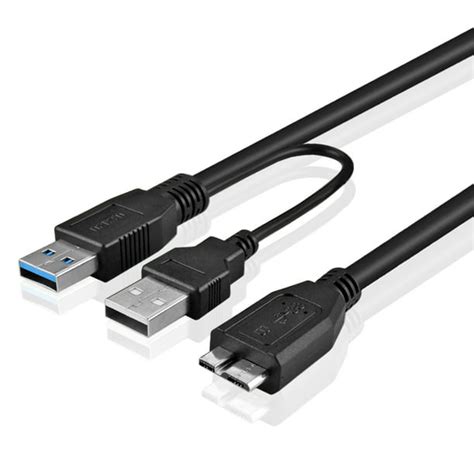 A Male to Micro B USB 3.0 Y Cable 2 FT Dual Power Superspeed External Hard Drive PC Laptop Cord ...