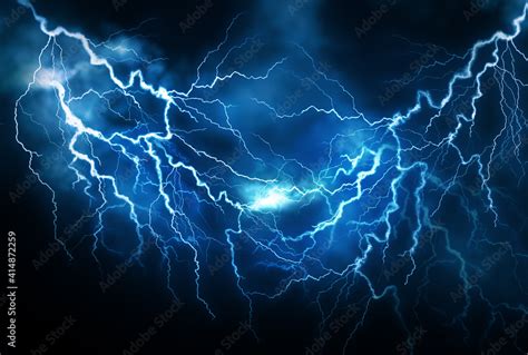 Flash of lightning on dark background. Thunderstorm Stock Photo | Adobe ...