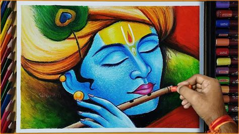 Krishna drawing, Easy Krishna drawing, Krishna drawing with Oil Pastel | Oil pastel drawing ...