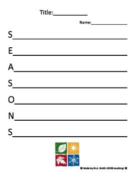 Seasons Acrostic Poem by MA Smith LOVES Teaching | TPT