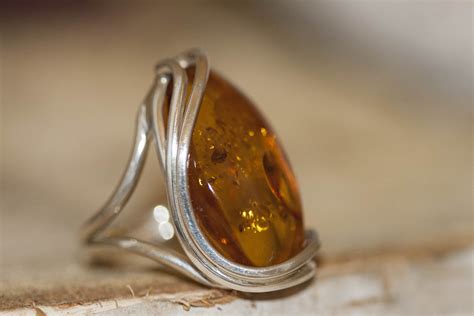 Baltic amber ring. Large, Baltic amber & sterling silver, unique ring, statement ring ...