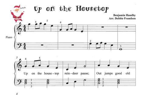 Up on the Housetop Easy Piano, Beginner Christmas Piano, up on the Housetop Sheet Music, Piano ...