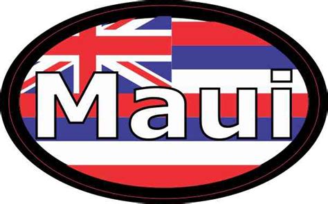 4in x 2.5in Oval Hawaii Flag Maui Sticker - StickerTalk®