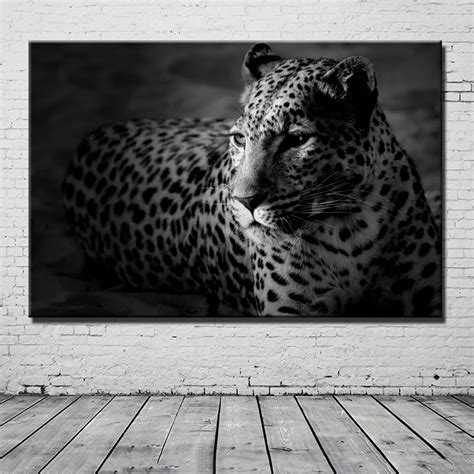 Black And White Modern Animal Leopard Painting Wall Print painting Canvas Art Prints for living ...