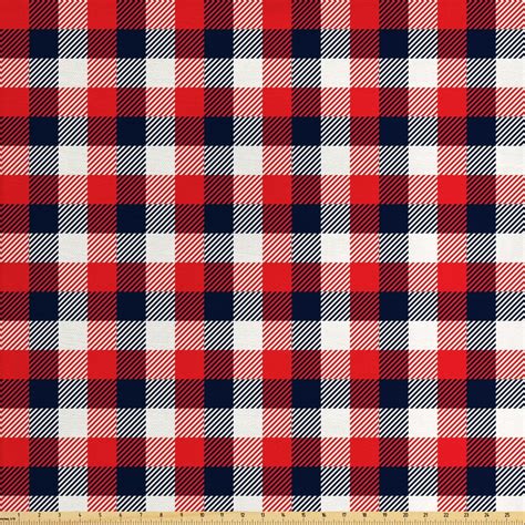 Plaid Fabric by The Yard, Checkered Pattern Vintage Squares Tartan Motif Abstract Traditional ...