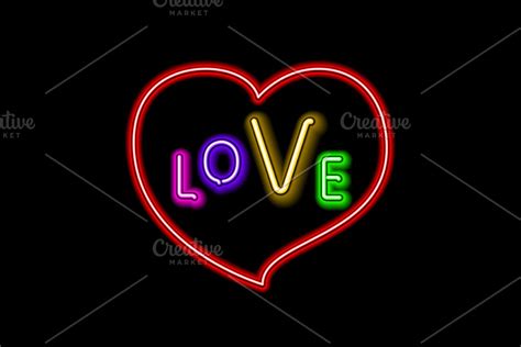 Love neon sign heart vector ~ Graphics ~ Creative Market