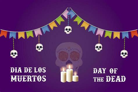 Day of the dead postcard. skull and candles 26333645 Vector Art at Vecteezy