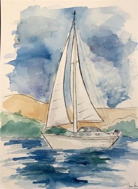 watercolor | Sailboat art, Sailboat painting, Watercolor boat