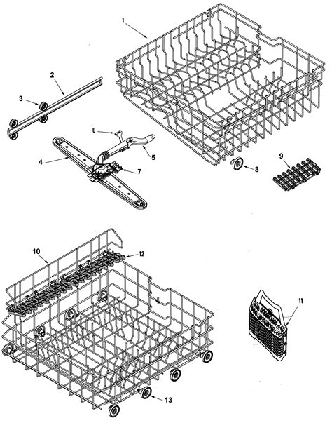 AMANA Dishwasher Track & rack assembly Parts | Model ADB2500AWB ...