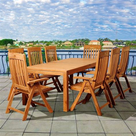 Amazonia Sexton 9-Piece Teak Rectangular Patio Dining Set-SC RINRECBIG_8SUMPOS - The Home Depot