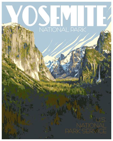 Yosemite National Park Travel Poster Vintage National Park | Etsy #travel poster Yosemite ...