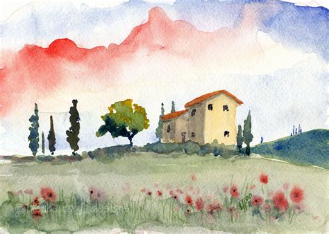 Tuscany | Watercolor art, Watercolor landscape, Watercolor paintings