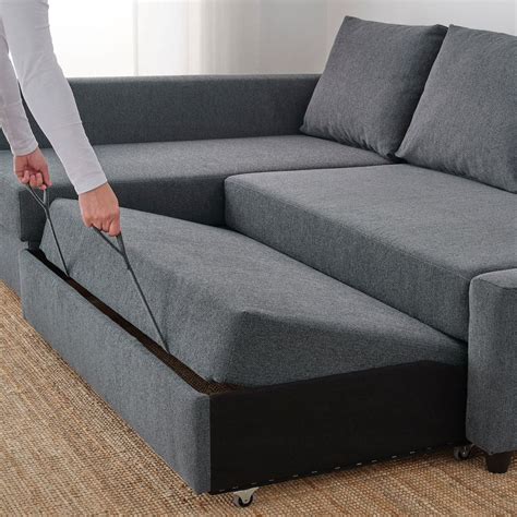 FRIHETEN Sleeper sectional,3 seat w/storage, Hyllie dark gray - IKEA | Corner sofa bed, Corner ...
