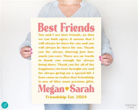 Custom Letter for Best Friend Art, Friendship Poem, Birthday or Thank ...