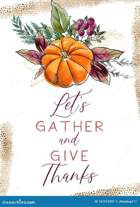 Let`s Gather Together and Give Thanks Card Stock Illustration - Illustration of thankful, fall ...