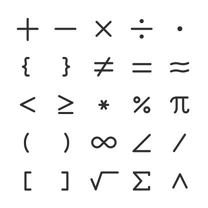 Math Symbols Icon Set Mathematical Calculations Line With Editable Stroke Stock Illustration ...