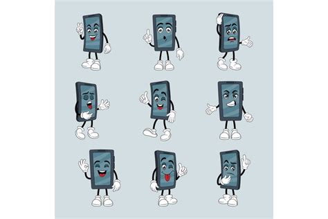 Phone characters. Cartoon mobile devices actions. Smartphone