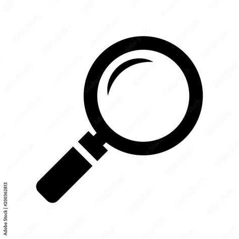 Simple small magnifying glass icon. Black, flat icon. Isolated on white ...