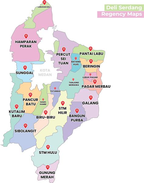 Map of Deli Serdang Regency, North Sumatra, Indonesia 20608826 Vector Art at Vecteezy