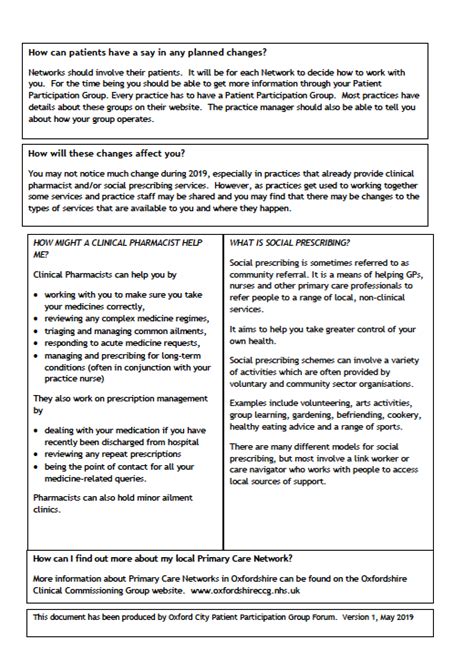 Primary Care Networks Leaflet | Cowley Road Medical Practice