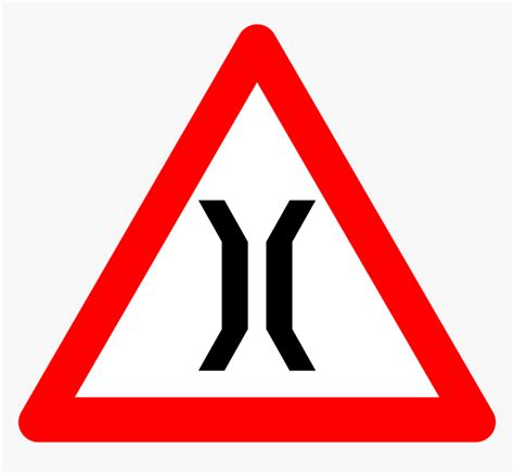 Traffic Sign Narrow Road Ahead, HD Png Download - kindpng