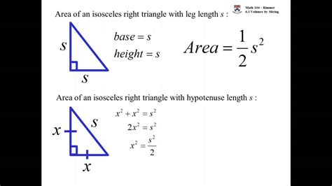 UPenn Math 104 Review of Area Formulas for use with Volume by Cross Section - YouTube