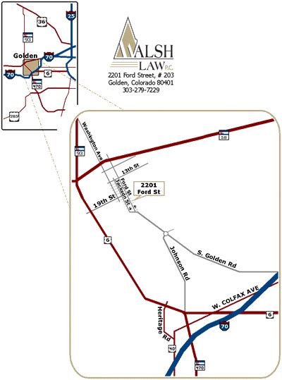 Directions and Map — Walsh Law, P.C. — Attorneys at Law in Golden, Colorado