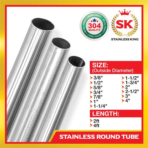 2FT 4FT (3/8" to 4") Stainless Round Tube Stainless Tubular Stainless ...