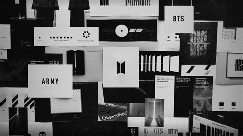 Download Bts Black And White Collage Laptop Wallpaper | Wallpapers.com