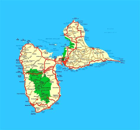 Detailed road map of Guadeloupe with other marks | Guadeloupe | North America | Mapsland | Maps ...