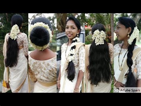 Different & Easy Jasmine Hairstyles| Mullapoo Hairstyles| Onam 2019 | Onam Hairstyles In An Easy ...