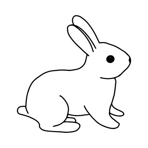 Rabbit hand-drawn contour line drawing. Black and white image.Easter bunny.For postcards ...