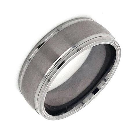 Tantalum Brushed Wedding Band with Rounded Edges 8mm OAUF312