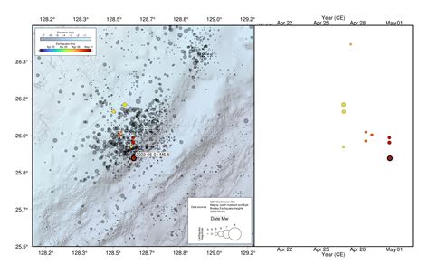 M5.9 earthquake offshore Okinawa, Japan preceded by flurry of foreshocks