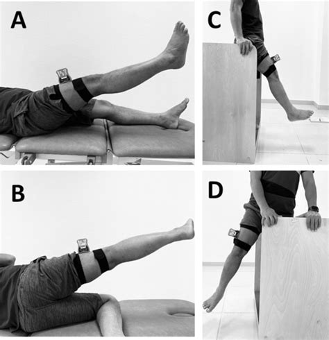 Hip joint position testing in (A) supine—hip flexion, (B)... | Download Scientific Diagram