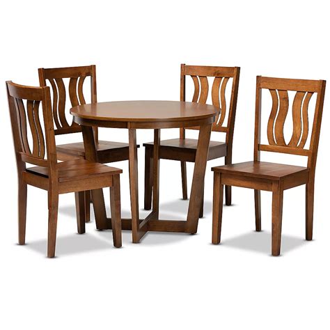 Baxton Studio Elodia 5-Piece Dining Set in Walnut Brown | The Home Depot Canada