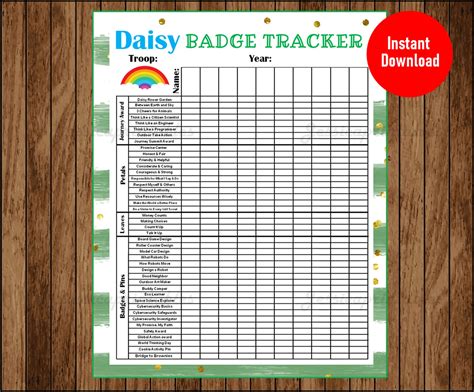 Girl Scout Cadette Badge Tracker