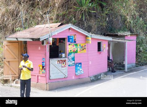 Pink colourful colorful local wooden store small shack blue moun hi-res stock photography and ...