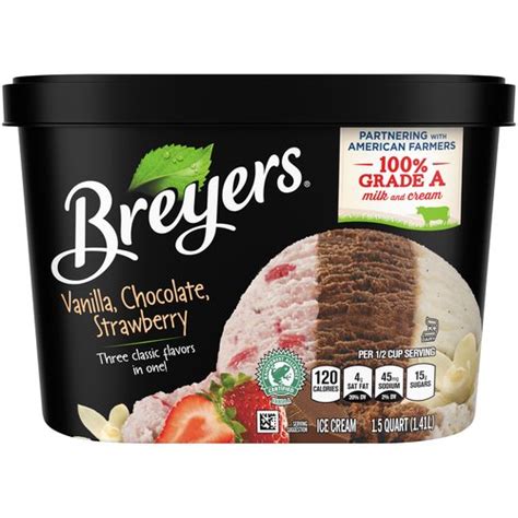 Breyer's Ice Cream, Vanilla, Chocolate, Strawberry