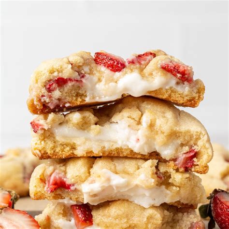 These strawberry cheesecake cookies are so easy! Buttery, stuffed with cream cheese w… | Baked ...