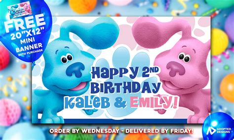 Blue's Clues Birthday Banner Blue's Clues TV Show Blue and Magenta 5 'x 3' Birthday Banner FREE ...