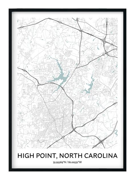 High Point Map Poster - Your City Map Art - Positive Prints