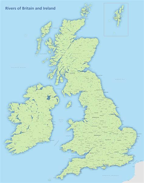 Britain and Ireland river map - royalty free editable map - Maproom