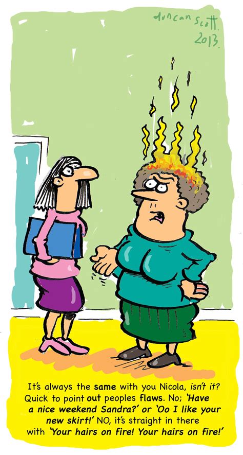 Woman with hair on fire. Cartoon. | Funny cartoon, Funny, Cartoon