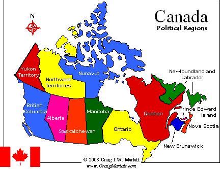 NOTICIAS DESDE CANADÁ......: Mapa Político de Canadá