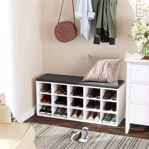 White 15 Pair Shoe Storage Bench Scattering Your Entryway - Etsy