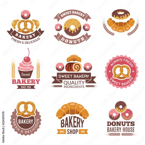 Bakery shop logo. Donuts cookies fresh food cupcakes and bread pictures ...