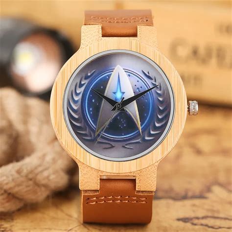 Bamboo Watches Creative Star Trek Dial Quartz Wooden Watch Men Casual ...