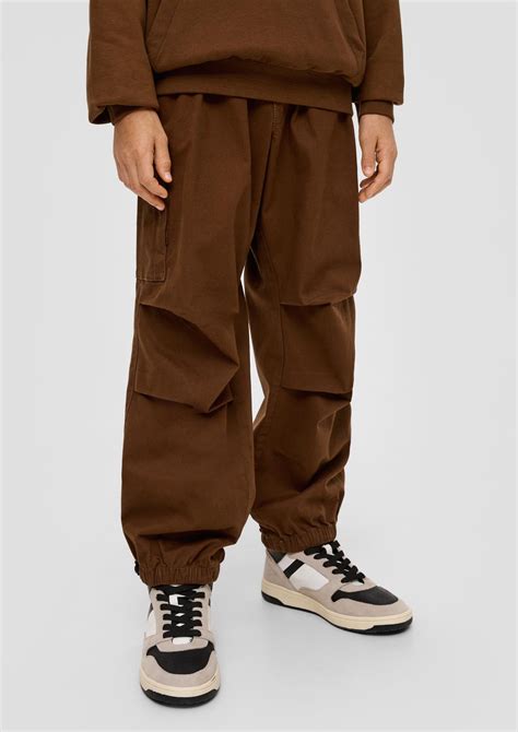 Loose fit: cotton blend cargo trousers - cinnamon | s.Oliver